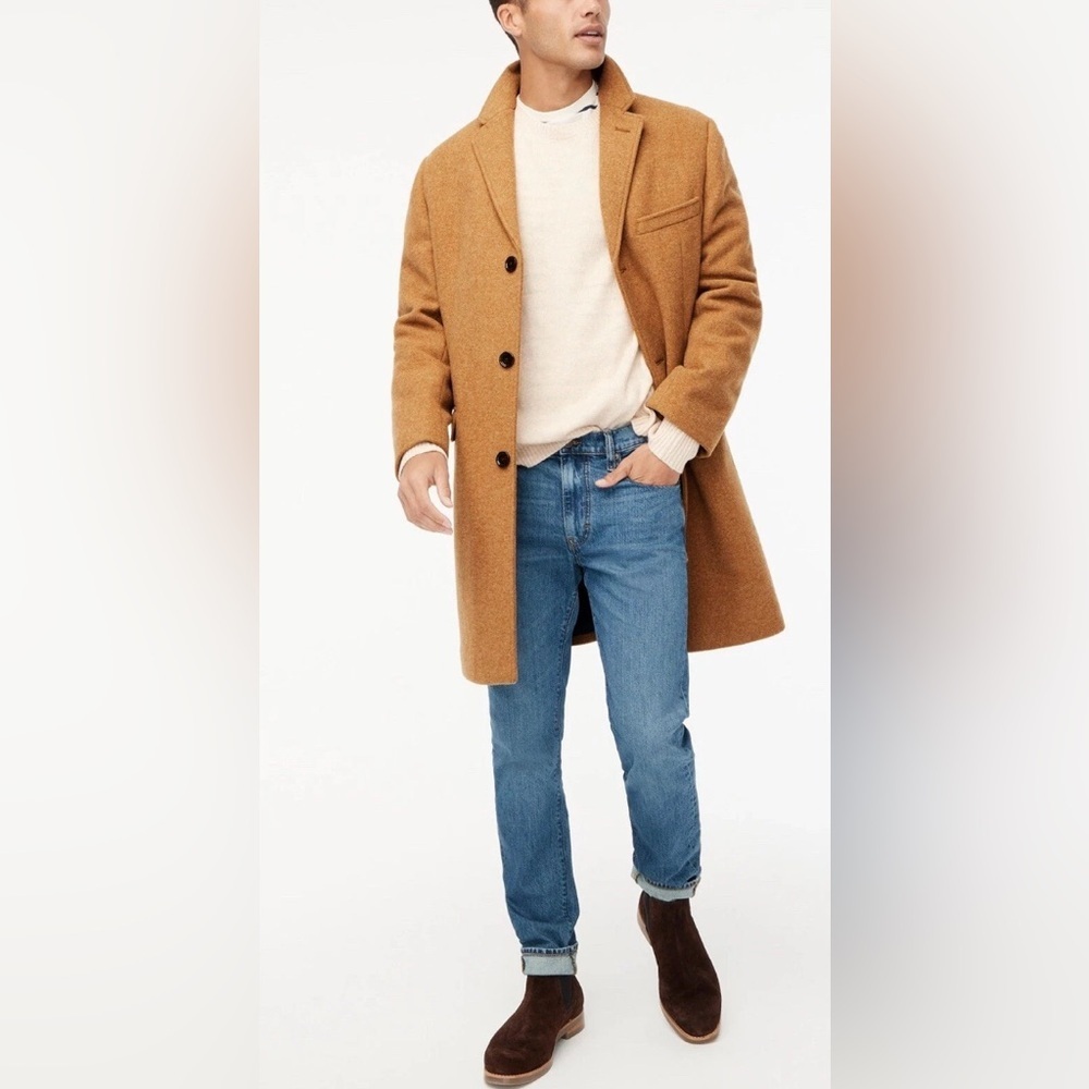 J. Crew Thompson Tan Button Down Wool Topcoat. Sz XL
